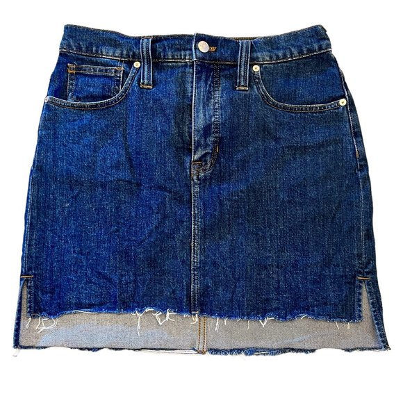 Madewell Classic Denim Mini Skirt with frayed hem Size 28 or M - Picture 1 of 6